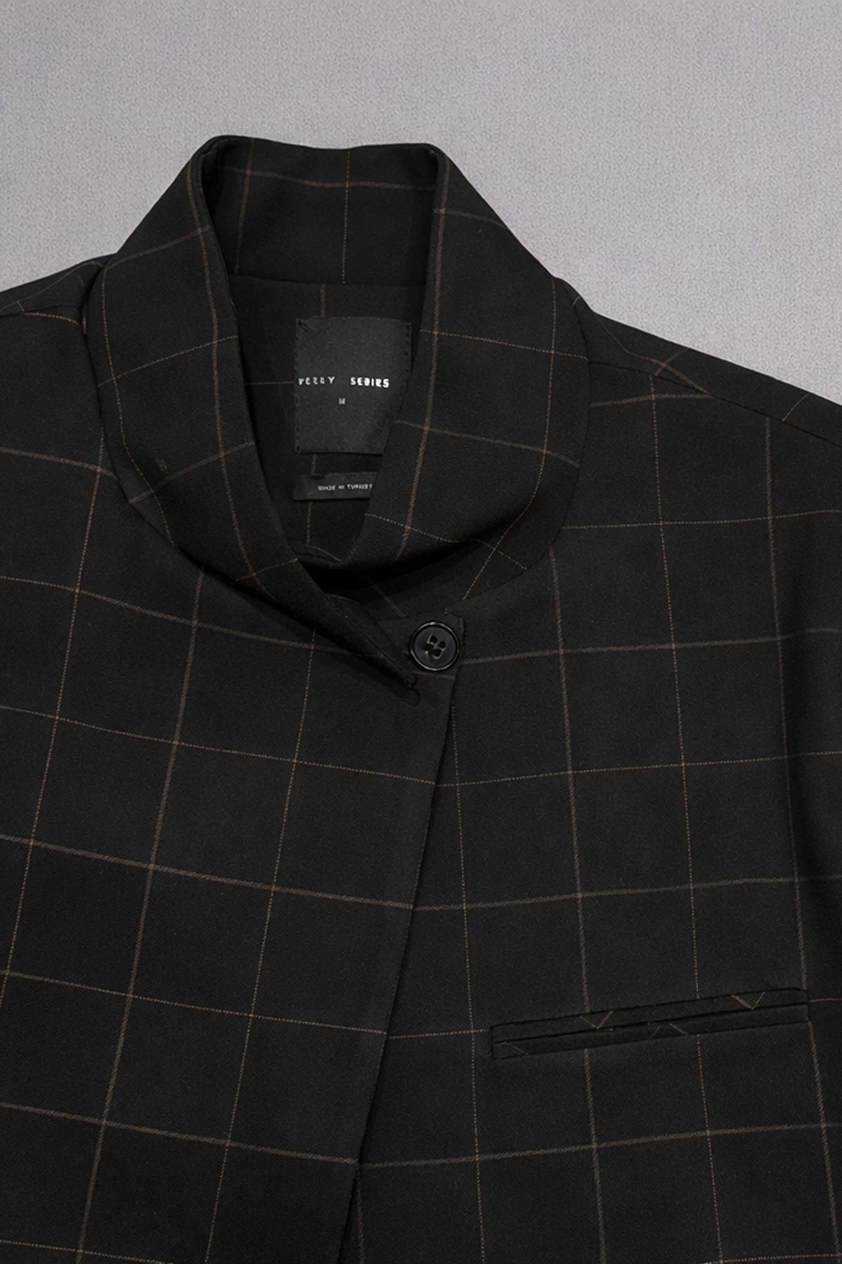 Kadın Blazer Takım Kare Desenli Şalvar Pantolon ve Ceket