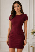 Kadın Bordo Mini Elbise 2356